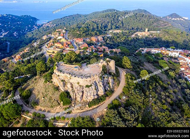 Remains of the castle above a promontory that dominates the village of Begur, province of Girona, Catalonia, northeastern Spain