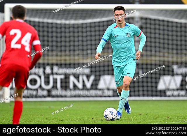 Eman Kospo (3) of Barcelona pictured during the Uefa Youth League matchday 6 game in group H in the 2023-2024 season between the youth teams Under-19 of Royal...