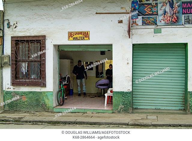 A hair-dressing shop in Silvia, near Popayan, Colombia, South America