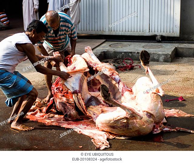 Gulshan Animals slaughtered in the street for the Muslim Eid-ul-Azha festival