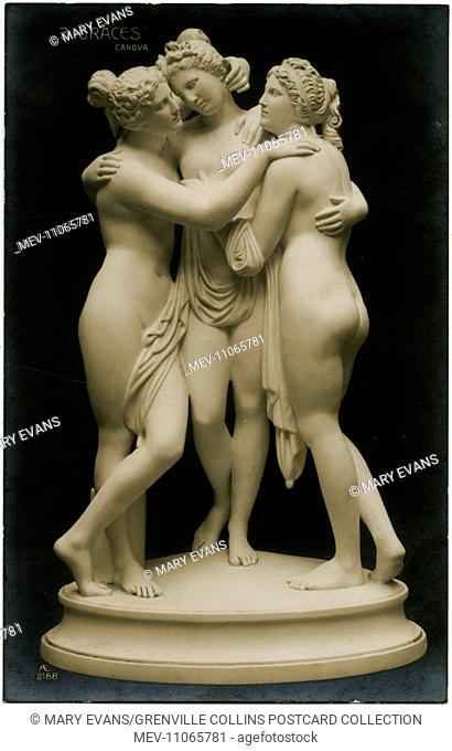 Marble sculpture group of the Three Graces by the italian sculptor Antonio Canova (1757-1822)