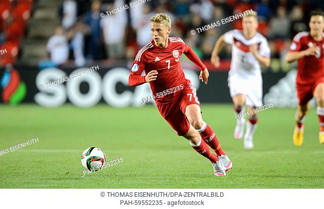 Denmark's Viktor Fischer pictured during the European Championship under-21s soccer match between Germany and Denmark in the Synot Tip Arena in Prague