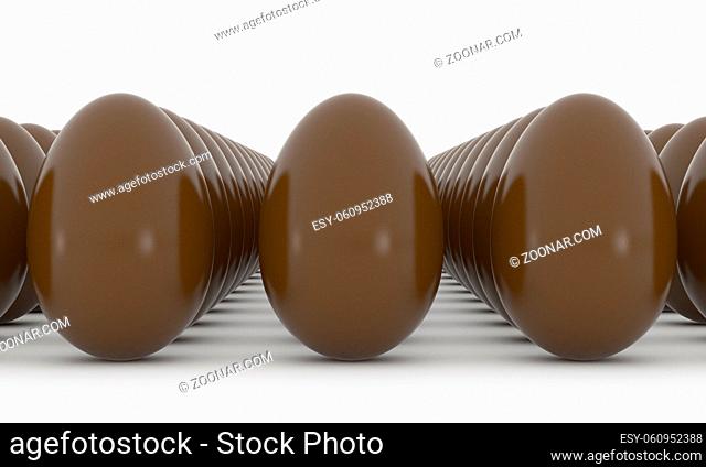 Chocolate Easter Eggs in line with clipping path
