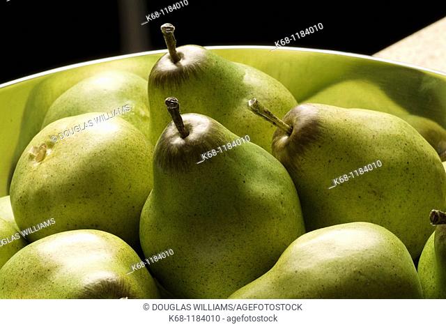plastic pears in a bowl
