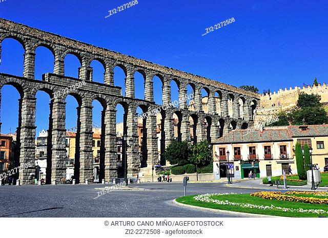 The Roman Aqueduct, Ith century BC. Segovia, Spain
