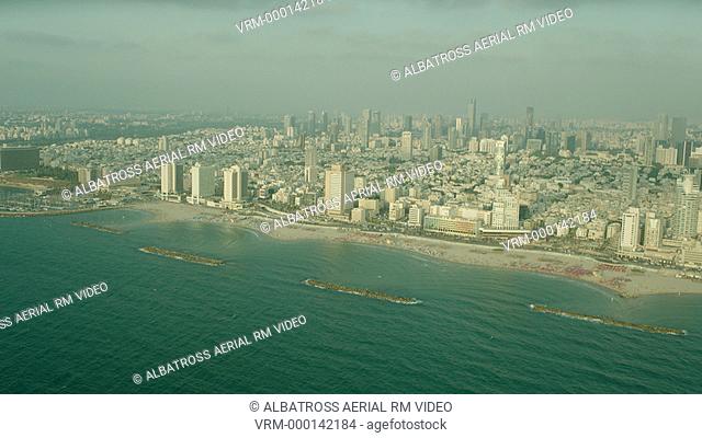 Tel Aviv Aerial Coastline approaching