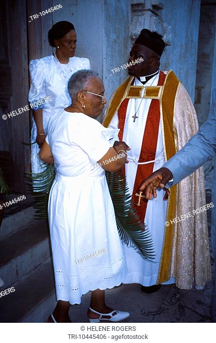 St Johns Antigua St Johns Cathedral Priest Woman With Palm Branch Palm Sunday