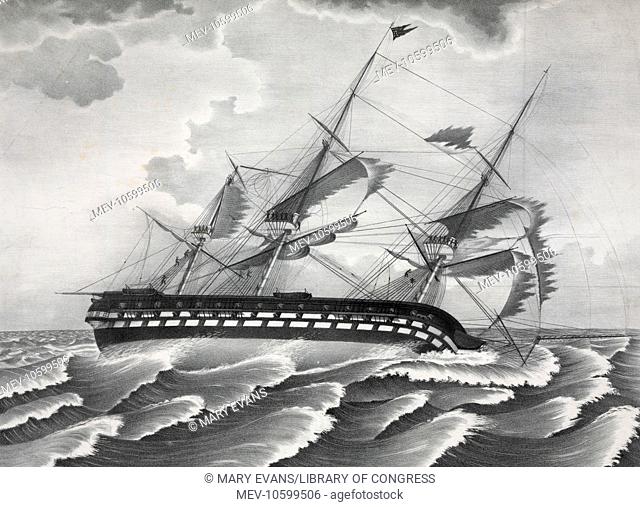 The United States ship of the line Delaware. Date c1835 Apr. 27