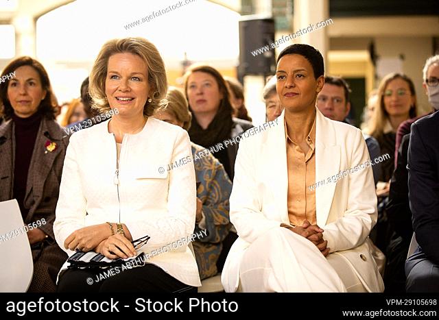 Queen Mathilde of Belgium and Minister for Development Cooperation Meryame Kitir pictured during a 'Sustainable Value Chains