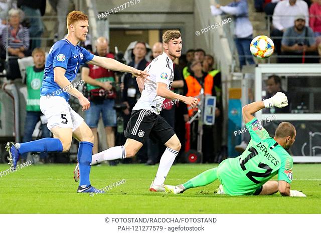 Mainz, Germany June 11, 2019: Laender match 2019 - European Championship Qualifier - Germany vs. Germany. Estonia Timo Werner (Germany) (2nd from left) makes...