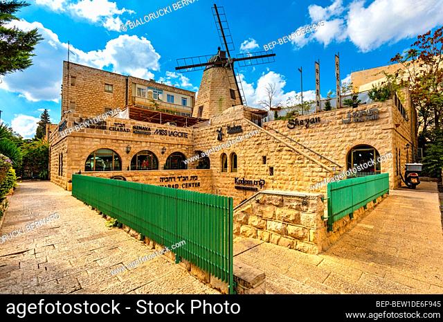 Jerusalem, Israel - October 14, 2017: The Mill shopping center at Ramban street in Mamilla quarter near historic Old City of Jerusalem