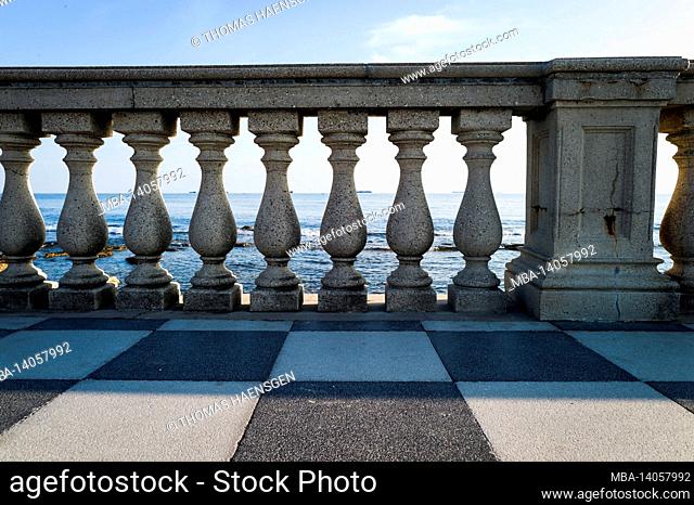 columns of mascagni terrace in livorno, tuscany, italy