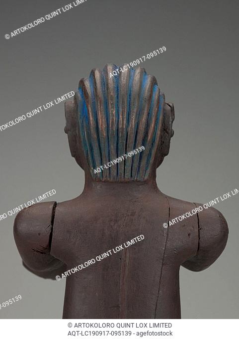 kneeling female figure, Kingdom of Dahomey, Fon people, early 20th century, wood, pigment, metal, 21-1/4 x 8 x 4-1/2 in., African Art