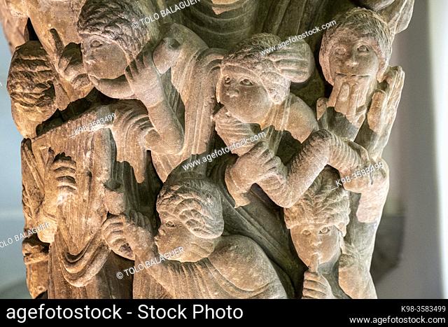 Capital of King David and the Musicians, 11th century, Diocesan Museum of Jaca, Huesca, Spain