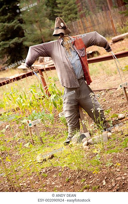 Classic Scarecrow and Quaint Garden