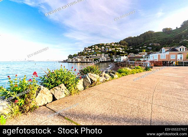 Beautiful cityscape of Sausalito Resort town for San Francisco people in North California USA West Coast of Pacific Ocean