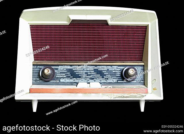 vintage radio isolated on black background