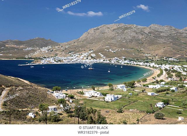 View over Livadi Bay, Serifos, Cyclades, Aegean Sea, Greek Islands, Greece, Europe
