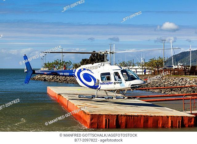 Australia, Queensland, Cairns, helicopter landing at Esplanade Helipad
