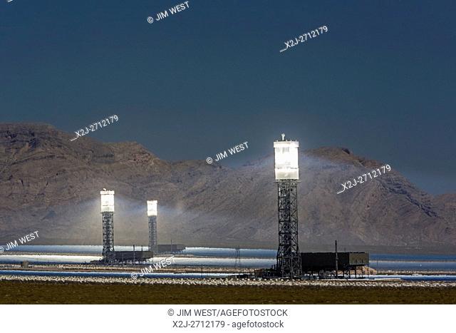 San Bernardino County, California - NRG Energy's Ivanpah Solar Project, a solar thermal electric generating facility in the Mojave Desert