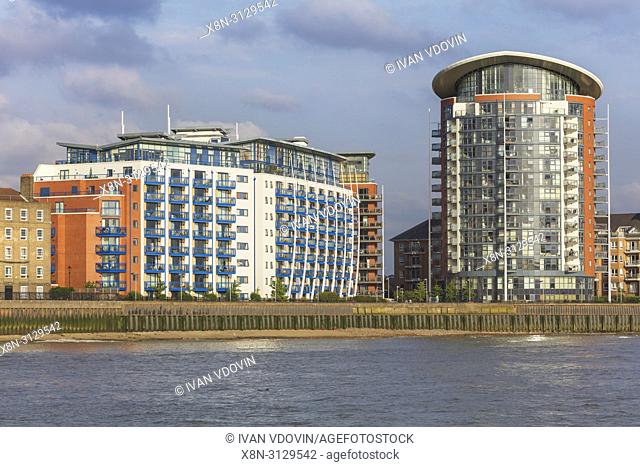 Thames riverbank, London, England, UK