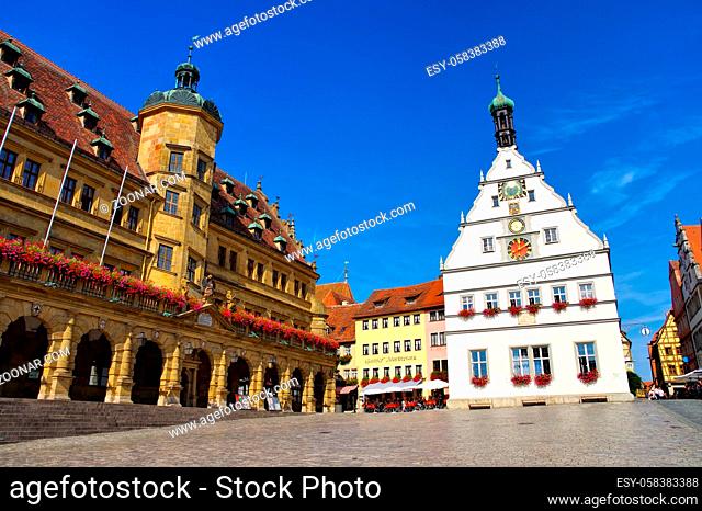 Rothenburg Rathaus und Ratstrinkstube - Rothenburg in Germany, town hall and Councillors Tavern
