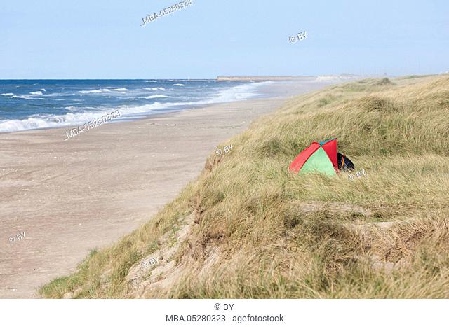Tent at the coast, Denmark