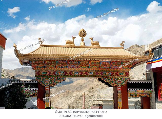 Entrance Thikse gompa ; Leh ; Ladakh ; Jammu and Kashmir ; India