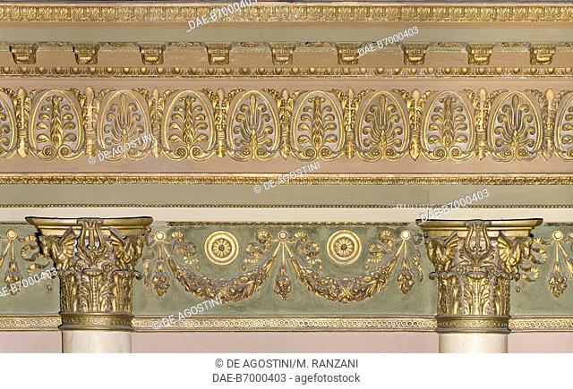 Frieze by Giacomo Tazzini (1785-1861), Sala d'Oro (Golden Hall), ground floor, Palazzo Spinola, Milan, Lombardy, Italy. Detail. Private Collection