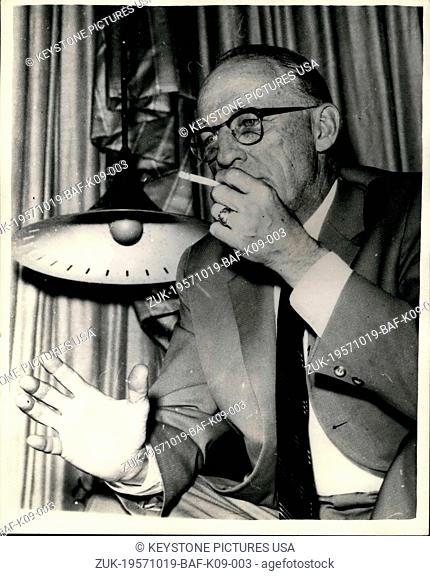 Oct. 19, 1957 - United States Senator, Atomic Commission Member arrives in Istambul: Mr. Burke Hickenlooper the United States Senator who is also a member of...