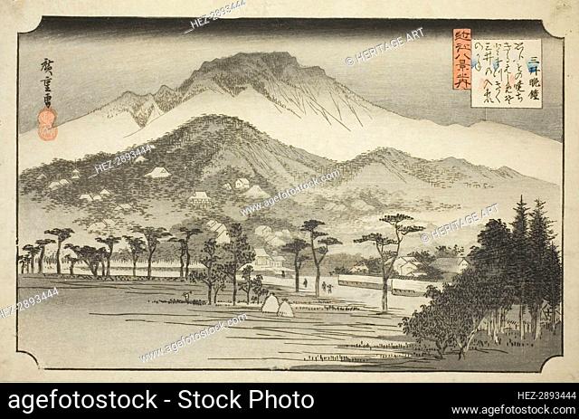 The Evening Bell at Miidera (Mii no bansho), from the series Eight Views in Omi.., 1837/38. Creator: Ando Hiroshige