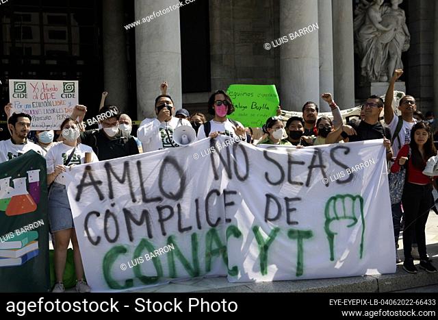 MEXICO CITY, MEXICO - JUN 4, 2022:  Students of belonging to the Center for Economic Research and Teaching (CIDE) which belongs to the National Council of...