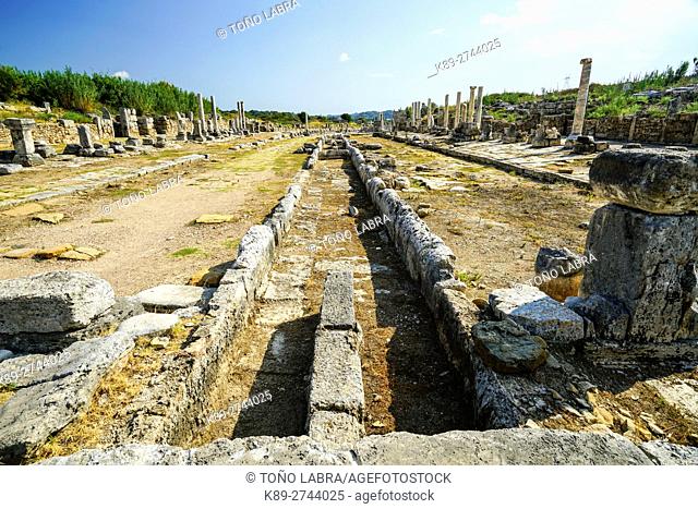 Channel Source of Perge, Old capital of Pamphylia Secunda. Ancient Greece. Asia Minor. Turkey