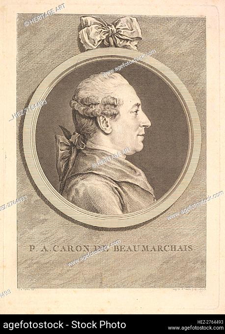 Portrait of P.A. Caron de Beaumarchais, 1773. Creator: Augustin de Saint-Aubin