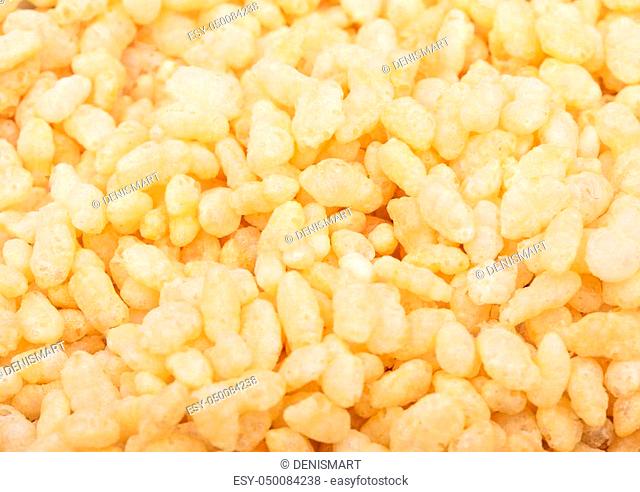 Organic fresh cereal granola rice flakes macro texture