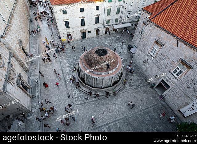 View from the walls of the old town to the Jewish fountain of Dubrovnik, Dalmatia, Croatia