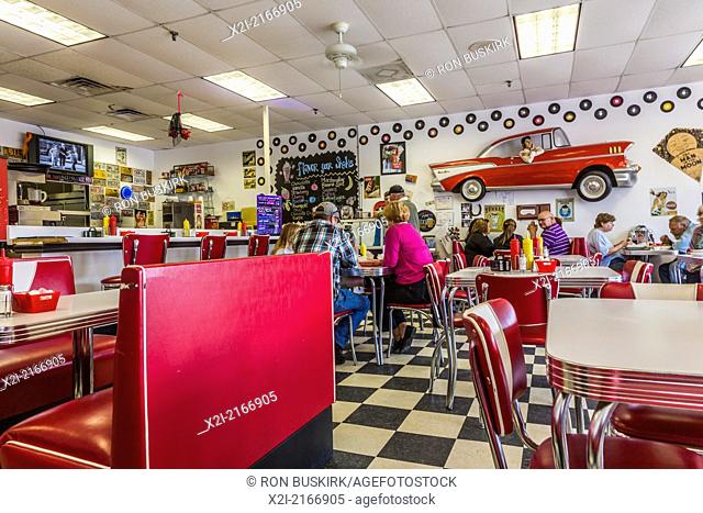 Interior of the Doo Wop Diner, a 50s themed restaurant in Fernandina Beach, Florida