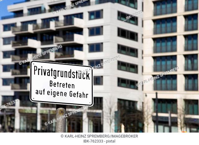 Privatgrundstueck, sign marking private property in Berlin-Mitte, Berlin, Germany