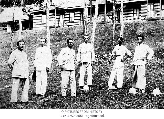 Thailand: A group of Thai government civil servants, Phuket c. 1920