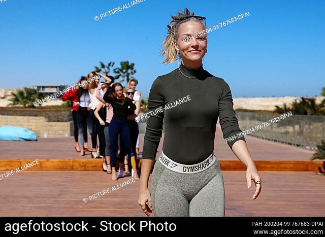 03 February 2020, Egypt, Hurghada: Christin Stalling, Miss Lower Saxony, during catwalk training at the hotel ""The Cascades""