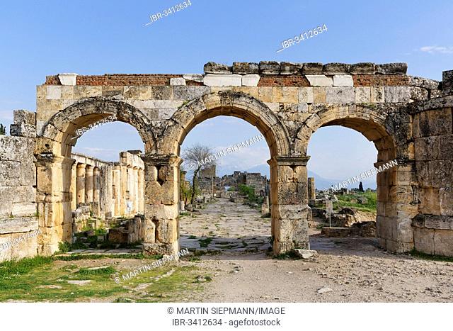 Domitian Gate and street with colonnade, ancient city of Hierapolis