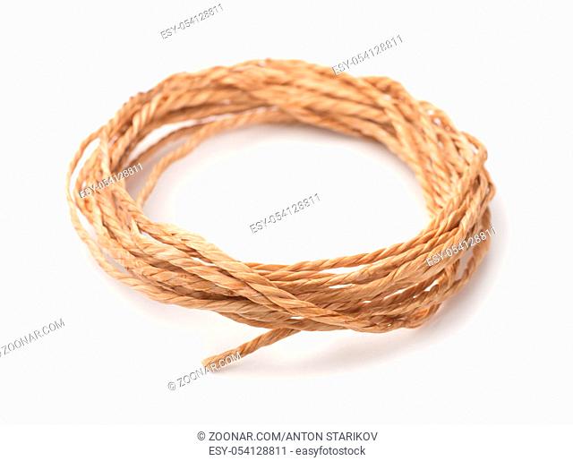 Skein of natural twine isolated on white