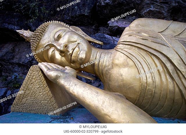A reclining Buddha on the slopes of Phu Si, the hill in the center of LUANG PROBANG - LAOS