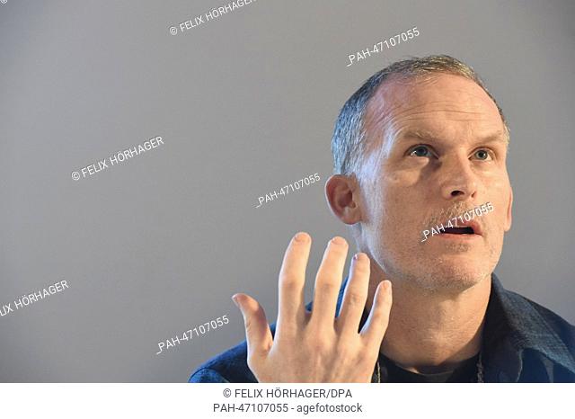US American artist Matthew Barney speaks during a press conference about his exhibition ""Matthew Barney: Rivers of Fundament"" at the Haus der Kunst in Berlin