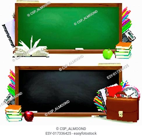 Back to school.Two banners with school supplies. Vector