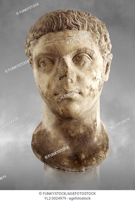Roman sculpture of the Emperor Caracalla, excavated from Thuburbo-Majus, sculpted circa 211-217AD. The Bardo National Museum, Tunis, Inv No: C. 1347