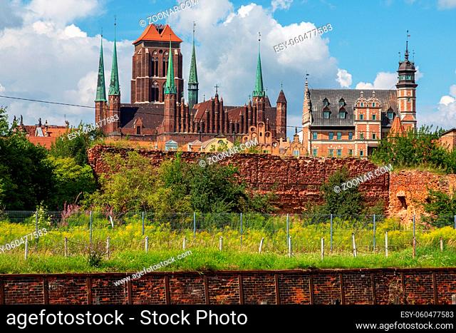 City view of Gdansk, Poland, St. Mary's Church