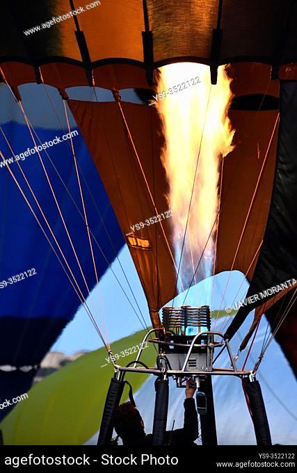 Preparation of the hot air balloons during the XXI Fai Europeans hot air balloon championship 2019