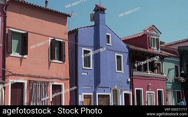 The traditional colourful houses and canal of Burano Island, Venice Lagoon, Italy