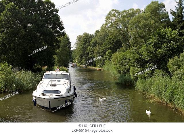 Connoisseur Caprice Houseboat on Storkower Kanal Waterway, Near Storkow, Brandenburg, Germany